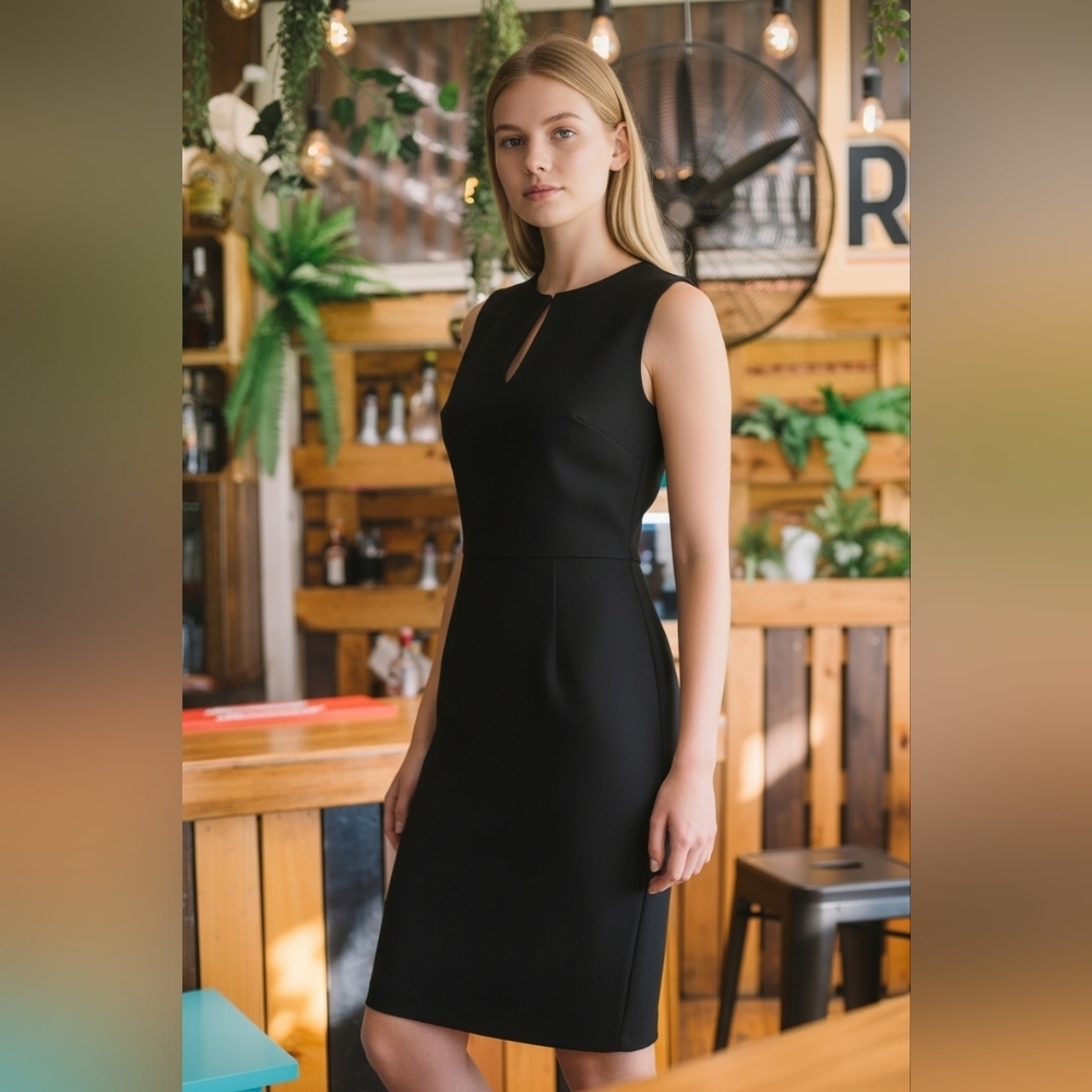 NWT Kardashian Kollection Black Midi Shift Dress